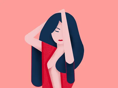 The Geisha character geisha girl illustration ipad procreate red sensuality ui visual woman