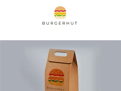 BURGERHUT LOGO branding burger logo creative design design fast food graphic design illustration lettering logo logo design vector
