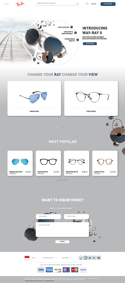 Ray Ban UI Web Design commerce daily glass ray simple ui ui ux ui design web whitespace