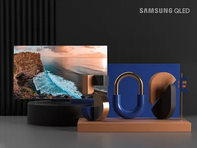 Samsung QLED 500 3d art branding c4d cinema4d design maxon photoshop samsung vray