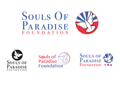 Souls of paradise logo for a non-profit organization blue branding design dove foundation illustrator logo logo design red