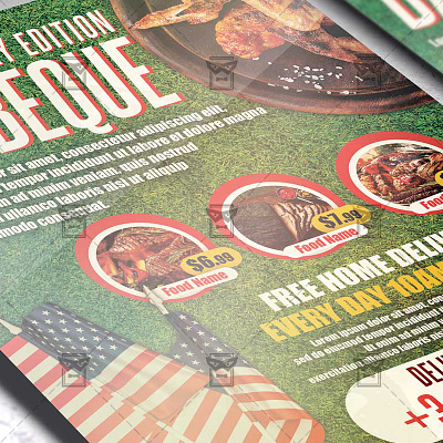 4th of July BBQ - Flyer PSD Template usa independence day takeover