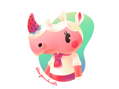 Merengue animal crossing illustration ipad ipad mini procreate strawberry