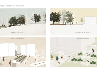 Site Cross Sections and Perspective Views 2.5d 3d illustration landscape landscape design renderings