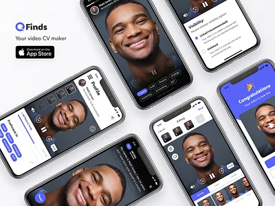 Video CV Maker App app app ui app ui ux application blue branding hiring human resource innovation minimal minimalistic design purple startup tech technology ui video cv maker video cv maker app visual design