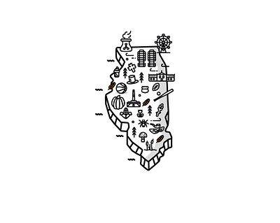 Illinois Map - Cessabit android app app store chicago game game art game design google play illinois illustration indie game ios map mobile outline state stroke tourist travel usa