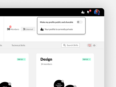 MuchSkills - Toggle your skills profile public or private cv data visualization muchskills skill profile toggle switch ui ux