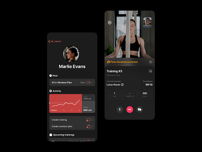 Interactive fitness video chat app mobile ui ux