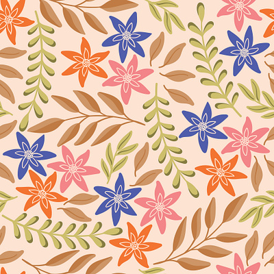 Fresh flowers fabric pattern flat design floral pattern flowers flowers design print repeating pattern seamless pattern surface pattern surface pattern design textile design textile pattern vector artworks