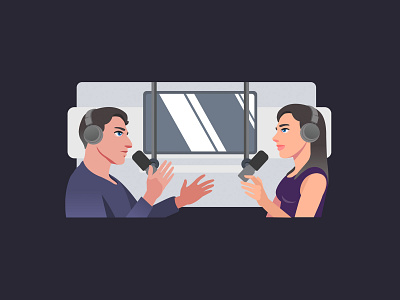 Podcast World character dribbble flat human illustration talk vector