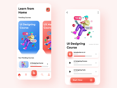 Online Learning App 3d adobe xd app app design application design figma icon learning app minimal online learning ui ui ux ui design ux