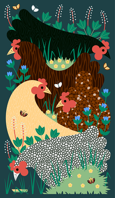 Chicken WIP animal bird birds chicken chickens flora flowers illustration insects