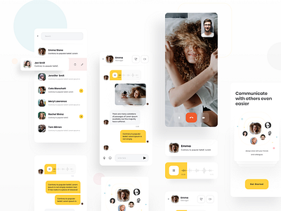 Messaging App UI android app design icon illustration ios iphone kit media messenger minimal social typography ui ux web