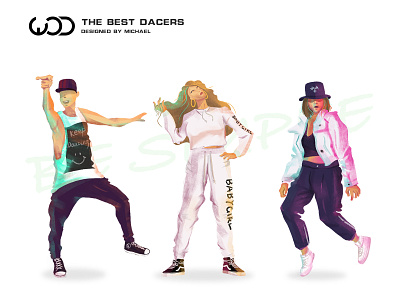 the best dancers white mode character dance design illustration original art