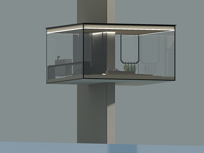 Minimalist flat floating over the sea | VoxelArt appartment architecture flat illustration minimalist voxelart