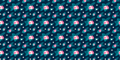 pattern with tropical flowers plumeria, hibiscus and palm leafs branding design flat illustration health and fitness hibiscus illustration palm leaf pattern plumeria tropical leaves typography ui vector