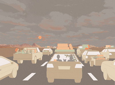 Going to Mars illustration mars road traffic