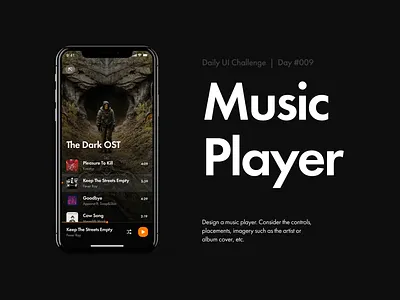 Player — Daily UI #009 app app design app ui design minimal music music app music streaming player playlist streaming app ui ux