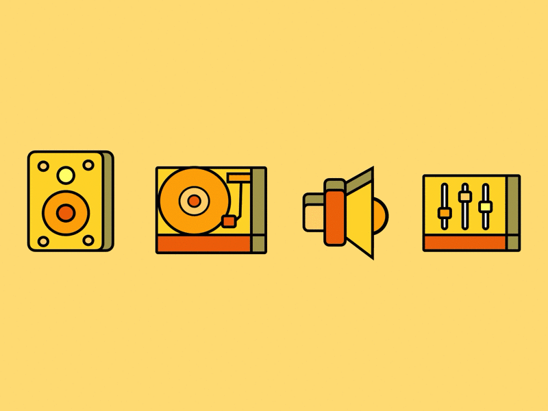 Made In Keynote: Music Icons animated gif animation art branding branding design design drawing flat icon illustration illustrator minimal motion design motion graphics ui animation vector vector art