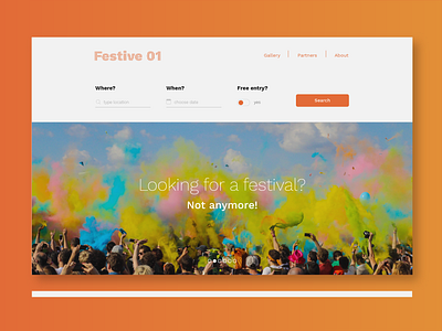 Website design "Festive 01" colorful festival minimalistic orange website design