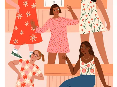 Women amelia flower character digital fashion folioart illustration pattern women