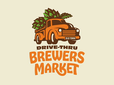 Brewers Market beer brand brewery car farm farmer farmers market garden hops lettering logo orange truck type typography vintage