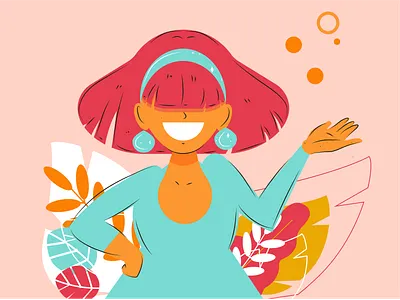 Emerald Level Girl - Desigual Magic – Loyalty App Program character design flat design flat illustration flowers girl illustration onboard onboard illustration uiux vector vector artwork