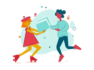 Purchase - Desigual Magic Loyalty App Program box character design design flat design flat illustration girl illustration illustration art illustrator onboard onboarding ui purchase rollers vector vector artwork