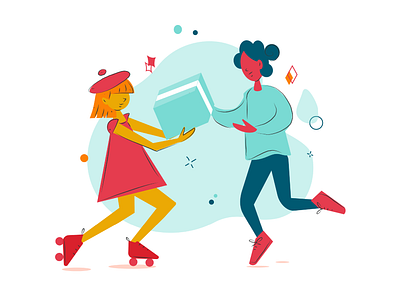 Purchase - Desigual Magic Loyalty App Program box character design design flat design flat illustration girl illustration illustration art illustrator onboard onboarding ui purchase rollers vector vector artwork