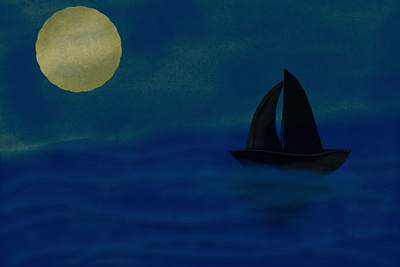 Digital Painting - "Sea Adventures in the Pale Moonlight." 2020 aesthetic album artwork digital paint digital painting landscape painting paintings simple