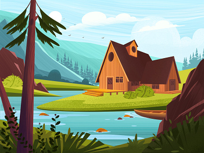 landscape design house illustration landscape landscape design landscape illustration vector