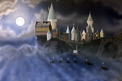Harry Potter - Hogwarts Castle acrylic airbrush