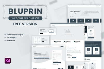 Bluprin - Free Wireframe Kit For Web admin page adobe xd bootstrap 4 design flat icon app mockups ui ux web web design website wireframe kit