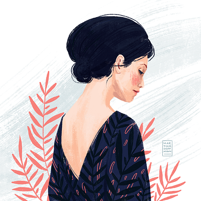 Floral editorial editorial illustration illustration portrait portrait illustration