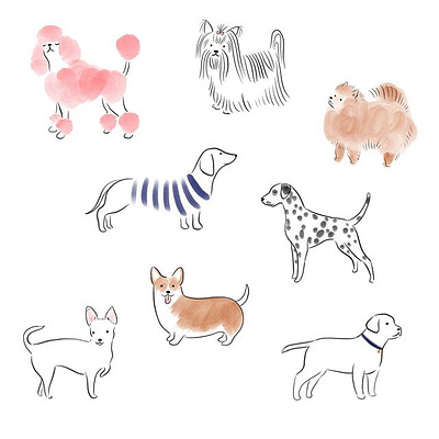 Dog Illustration childrens illustration dog illustration ink simple surface pattern design watercolor