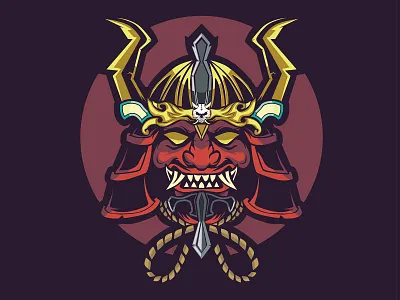 SHOGUN SAMURAI MASK ancient design fight head horn japan japanese kabuto katana mascot samurai shirtdesign shirts skull sword tengu war warior