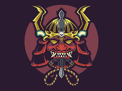 SHOGUN SAMURAI MASK ancient design fight head horn japan japanese kabuto katana mascot samurai shirtdesign shirts skull sword tengu war warior