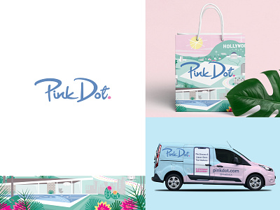 Pink Dot brand identity branding design hollywood illustration logo logo design los angeles pastel