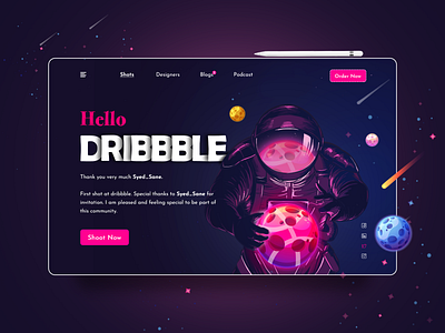 Hello Dribbble !! art design header design hello dribbble illustration landingpage minimal ui ux web website