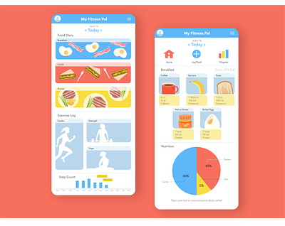 MyFitnessPal App - User Interface Design app app design branding design figma figmadesign fitness fitness app iphone iphone app minimal ui user interface user interface design