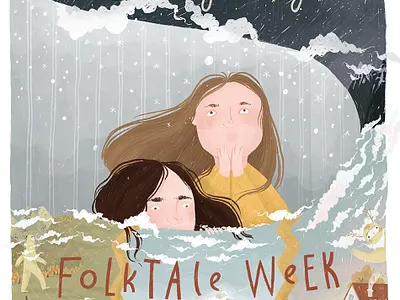 Folktale Week books cloud fairytale folktale giant girls illustraion magic mountain snow story