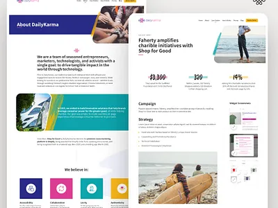 DailyKarma - About / Case Study - ui design branding desktop layout grid icons purple responsive web teal ui ui ux web design