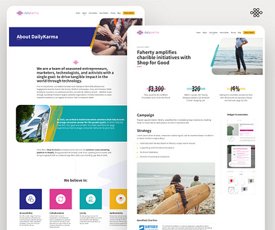 DailyKarma - About / Case Study - ui design branding desktop layout grid icons purple responsive web teal ui ui ux web design