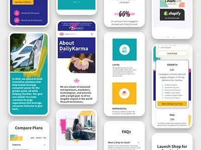 DailyKarma - Responsive / Mobile web layouts - ui design mobile browser mobile layouts phone ui purple responsive teal ui web design