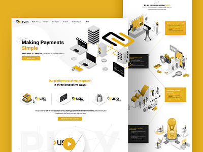 Online Payment Processing Tech Company black card clean design flat hero landing minimal mobile modern tech typography ui ux vector video player web web design website yellow