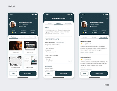 Daily UI Challenge #006 | User Profile daily ui daily ui 006 daily ui challenge freelance freelance app freelancer search mobile app profile page user profile