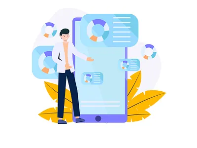 mobile traffic branding business man cartoon character character chart design grafik illustration landing page logo mobile ui ux