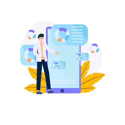 mobile traffic branding business man cartoon character character chart design grafik illustration landing page logo mobile ui ux