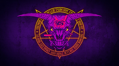 NEON Icon of Sin - Doom II demon slayer desktop desktop wallpaper doom doomguy final boss gaming neon outrun retrowave rip and tear synthwave vector