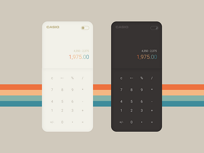 Daily UI #4 - Calculator 100daychallenge 1970 1975 calculator casio daily ui dailyui dark mode dark ui design minimalist mobile mobile ui retro toggle ui vintage